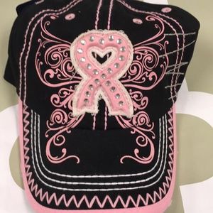 Pink Ribbon Breast Cancer Black Baseball Hat